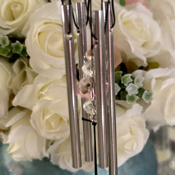 Woodstock Rose Quartz Heart Wind Chime NIB Crystal Love Soothing Indoor Outdoor - Picture 7 of 17